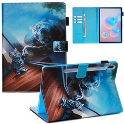 Mirror Cat Matte Leather Wallet Tablet Case for Samsung Galaxy Tab S6 10.5 T860 T865