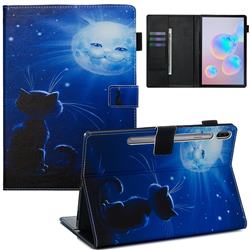 Cat and Moon Matte Leather Wallet Tablet Case for Samsung Galaxy Tab S6 10.5 T860 T865