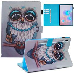 Sweet Gray Owl Folio Stand Leather Wallet Case for Samsung Galaxy Tab S6 10.5 T860 T865