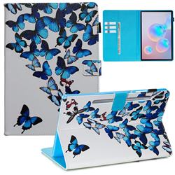 Blue Vivid Butterflies Folio Stand Leather Wallet Case for Samsung Galaxy Tab S6 10.5 T860 T865
