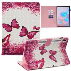 Rose Butterfly 3D Painted Leather Wallet Tablet Case for Samsung Galaxy Tab S6 10.5 T860 T865