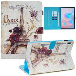Flower Eiffel Tower 3D Painted Leather Wallet Tablet Case for Samsung Galaxy Tab S6 10.5 T860 T865