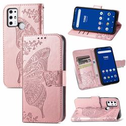 Embossing Mandala Flower Butterfly Leather Wallet Case for Tone E21 - Rose Gold