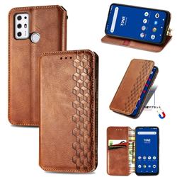 Ultra Slim Fashion Business Card Magnetic Automatic Suction Leather Flip Cover for Tone E21 - Brown