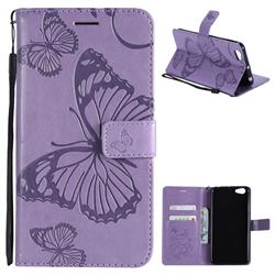 Embossing 3D Butterfly Leather Wallet Case for Vivo V5 Lite(Vivo Y66) - Purple