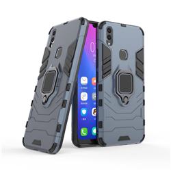 Black Panther Armor Metal Ring Grip Shockproof Dual Layer Rugged Hard Cover for Vivo V9 - Blue