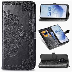 Embossing Imprint Mandala Flower Leather Wallet Case for Vivo S6 5G - Black