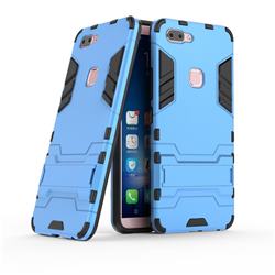 Armor Premium Tactical Grip Kickstand Shockproof Dual Layer Rugged Hard Cover for Vivo X20 - Light Blue