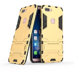 Armor Premium Tactical Grip Kickstand Shockproof Dual Layer Rugged Hard Cover for Vivo X20 - Golden