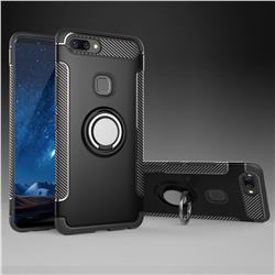 Armor Anti Drop Carbon PC + Silicon Invisible Ring Holder Phone Case for Vivo X20 - Black