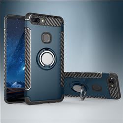 Armor Anti Drop Carbon PC + Silicon Invisible Ring Holder Phone Case for Vivo X20 - Navy