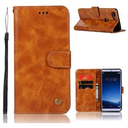 Luxury Retro Leather Wallet Case for Vivo X20 - Golden