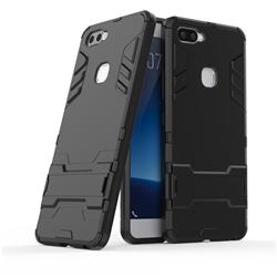 Armor Premium Tactical Grip Kickstand Shockproof Dual Layer Rugged Hard Cover for Vivo X20 Plus - Black