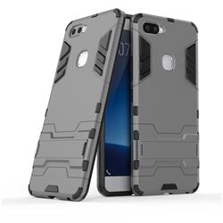 Armor Premium Tactical Grip Kickstand Shockproof Dual Layer Rugged Hard Cover for Vivo X20 Plus - Gray