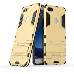 Armor Premium Tactical Grip Kickstand Shockproof Dual Layer Rugged Hard Cover for Vivo X20 Plus - Golden