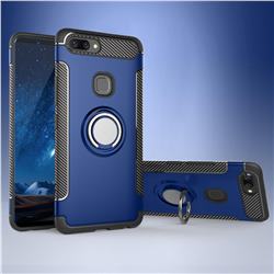 Armor Anti Drop Carbon PC + Silicon Invisible Ring Holder Phone Case for Vivo X20 Plus - Sapphire
