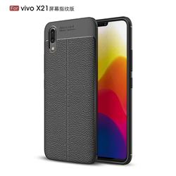 Luxury Auto Focus Litchi Texture Silicone TPU Back Cover for vivo X21 UD - Black