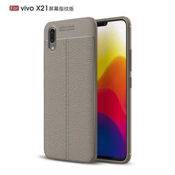 Luxury Auto Focus Litchi Texture Silicone TPU Back Cover for vivo X21 UD - Gray