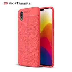 Luxury Auto Focus Litchi Texture Silicone TPU Back Cover for vivo X21 UD - Red