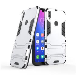 Armor Premium Tactical Grip Kickstand Shockproof Dual Layer Rugged Hard Cover for vivo X21i - Silver