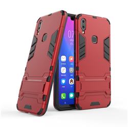 Armor Premium Tactical Grip Kickstand Shockproof Dual Layer Rugged Hard Cover for vivo X21i - Wine Red