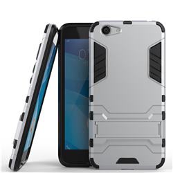 Armor Premium Tactical Grip Kickstand Shockproof Dual Layer Rugged Hard Cover for Vivo Y53 - Silver