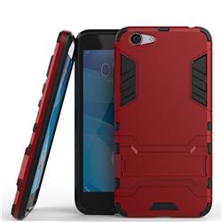Armor Premium Tactical Grip Kickstand Shockproof Dual Layer Rugged Hard Cover for Vivo Y53 - Wine Red