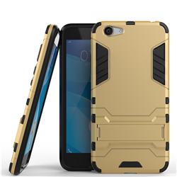 Armor Premium Tactical Grip Kickstand Shockproof Dual Layer Rugged Hard Cover for Vivo Y53 - Golden