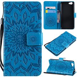 Embossing Sunflower Leather Wallet Case for Vivo Y53 - Blue