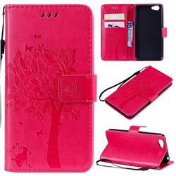 Embossing Butterfly Tree Leather Wallet Case for Vivo Y53 - Rose