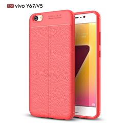 Luxury Auto Focus Litchi Texture Silicone TPU Back Cover for Vivo Y67 - Red