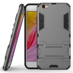 Armor Premium Tactical Grip Kickstand Shockproof Dual Layer Rugged Hard Cover for Vivo Y67 - Gray