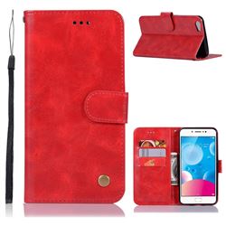Luxury Retro Leather Wallet Case for Vivo Y67 - Red