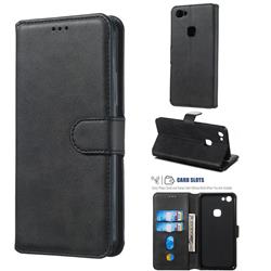 Retro Calf Matte Leather Wallet Phone Case for vivo Y83 - Black