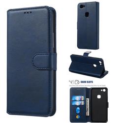 Retro Calf Matte Leather Wallet Phone Case for vivo Y83 - Blue
