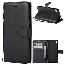 Retro Greek Classic Smooth PU Leather Wallet Phone Case for Sony Xperia E5 - Black