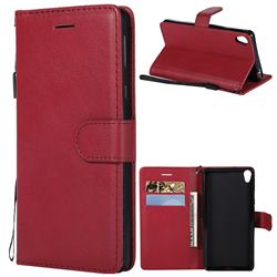 Retro Greek Classic Smooth PU Leather Wallet Phone Case for Sony Xperia E5 - Red