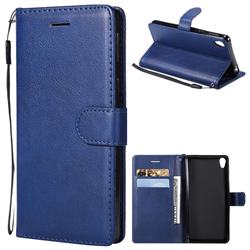 Retro Greek Classic Smooth PU Leather Wallet Phone Case for Sony Xperia E5 - Blue
