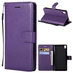 Retro Greek Classic Smooth PU Leather Wallet Phone Case for Sony Xperia E5 - Purple