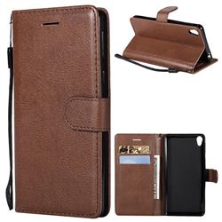 Retro Greek Classic Smooth PU Leather Wallet Phone Case for Sony Xperia E5 - Brown