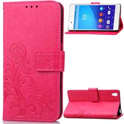 Embossing Imprint Four-Leaf Clover Leather Wallet Case for Sony Xperia Z3 - Rose