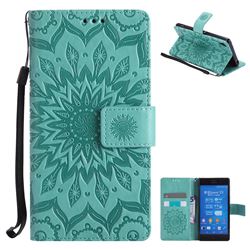 Embossing Sunflower Leather Wallet Case for Sony Xperia Z3 - Green