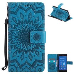 Embossing Sunflower Leather Wallet Case for Sony Xperia Z3 - Blue