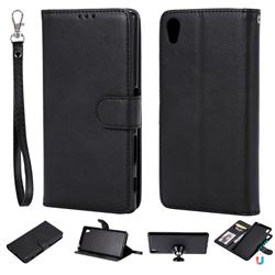 Retro Greek Detachable Magnetic PU Leather Wallet Phone Case for Sony Xperia Z3 - Black