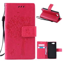 Embossing Butterfly Tree Leather Wallet Case for Sony Xperia Z3 Compact Mini D5803 M55w - Rose