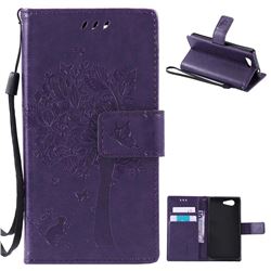 Embossing Butterfly Tree Leather Wallet Case for Sony Xperia Z3 Compact Mini D5803 M55w - Purple