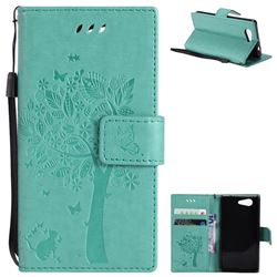 Embossing Butterfly Tree Leather Wallet Case for Sony Xperia Z3 Compact Mini - Cyan