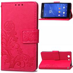 Embossing Imprint Four-Leaf Clover Leather Wallet Case for Sony Xperia Z3 Compact - Rose