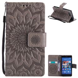 Embossing Sunflower Leather Wallet Case for Sony Xperia Z3 Compact Mini - Gray
