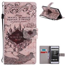 Castle The Marauders Map PU Leather Wallet Case for Sony Xperia Z5 / Z5 Dual